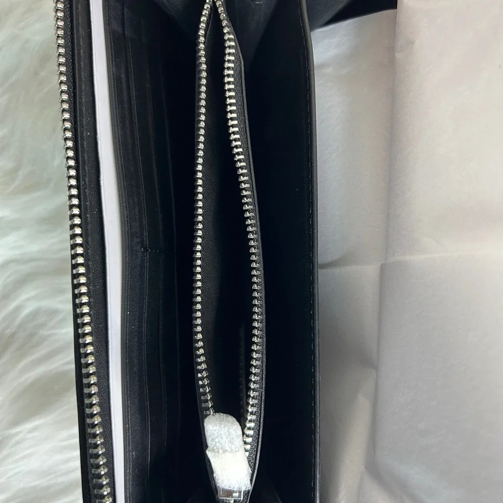 Coach CU150‎ Black Signature Jacquard Long Zip Around Wallet NWT